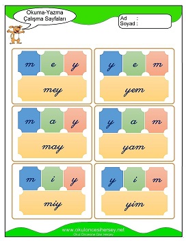 y sesi Hece Kartları